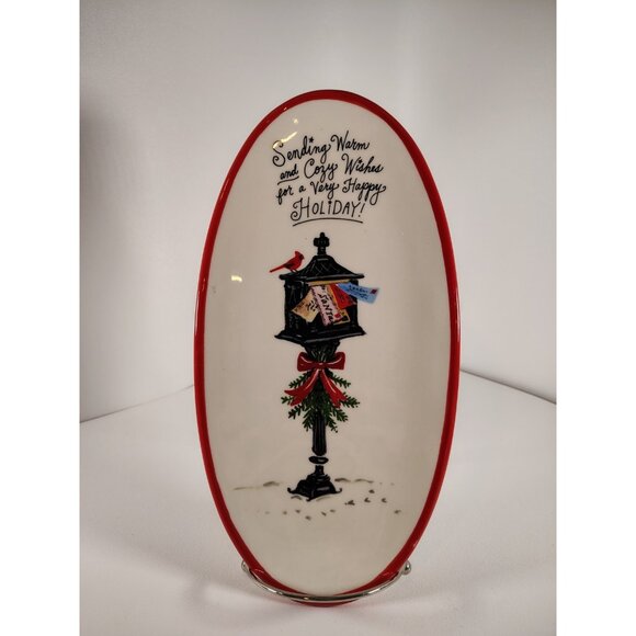 Mail Box Platter Christmas Angela Staehling Booville by Magenta Collection 12" - Picture 1 of 5